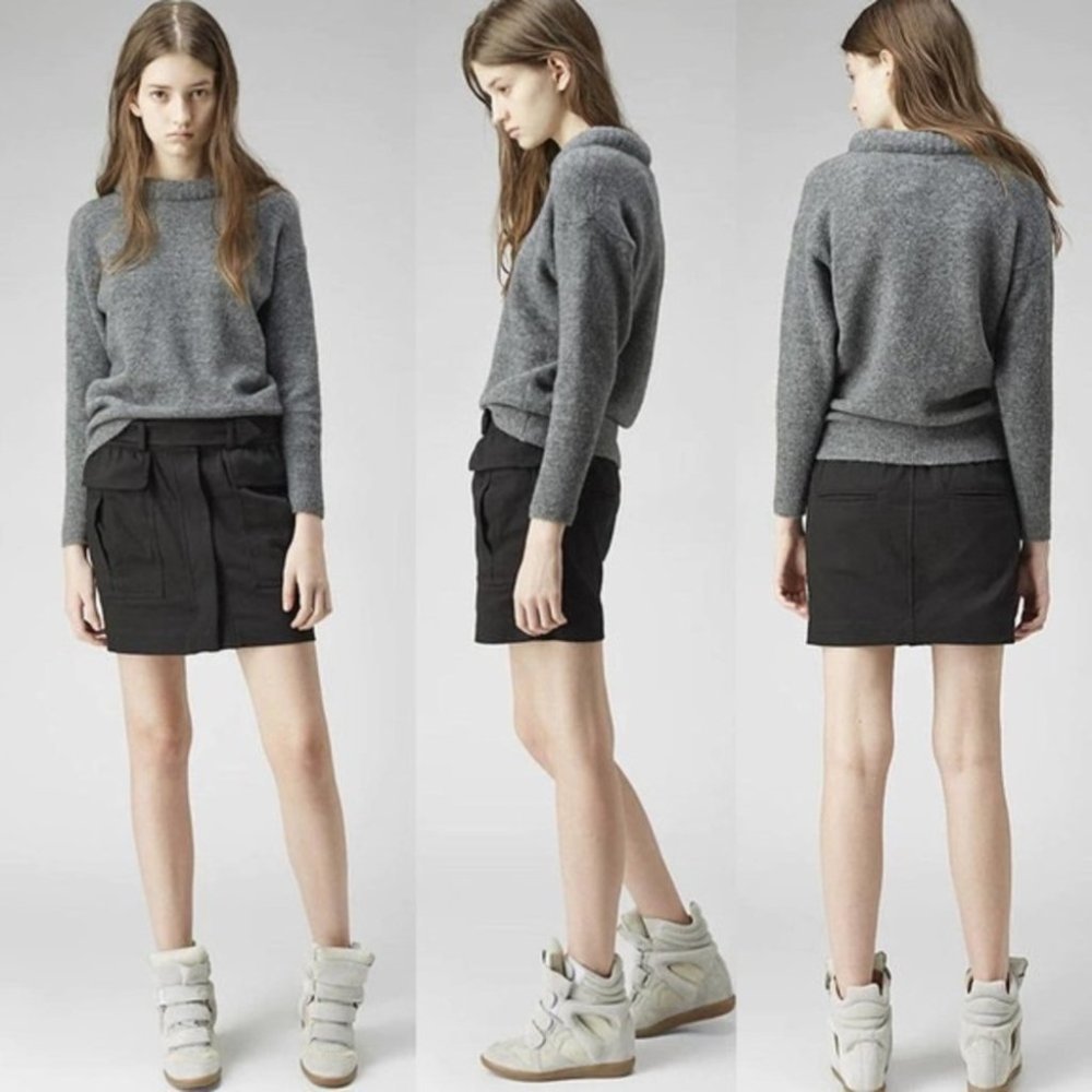 ISABEL Marant Etoile Jorie Black Cargo Belted Mini Skirt Size 40
